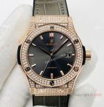 HB V3 version Hublot Classic Fusion Iced Out Watch Rose Gold Gray Dial Super Clone HUB1213 Movement